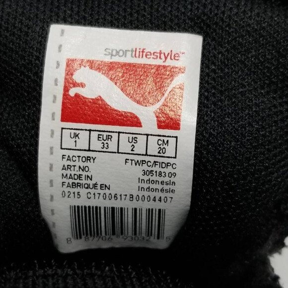 Puma Kids Drift Cat 6 L V Sneakers Black 30518309 Perforated Hook And Loop Sz 2 - Picture 10 of 11